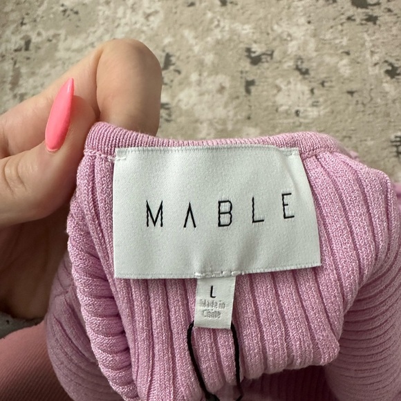 MABLE Ribbed Tiered Mini Dress Size Large NWT - Pink - Picture 3 of 4